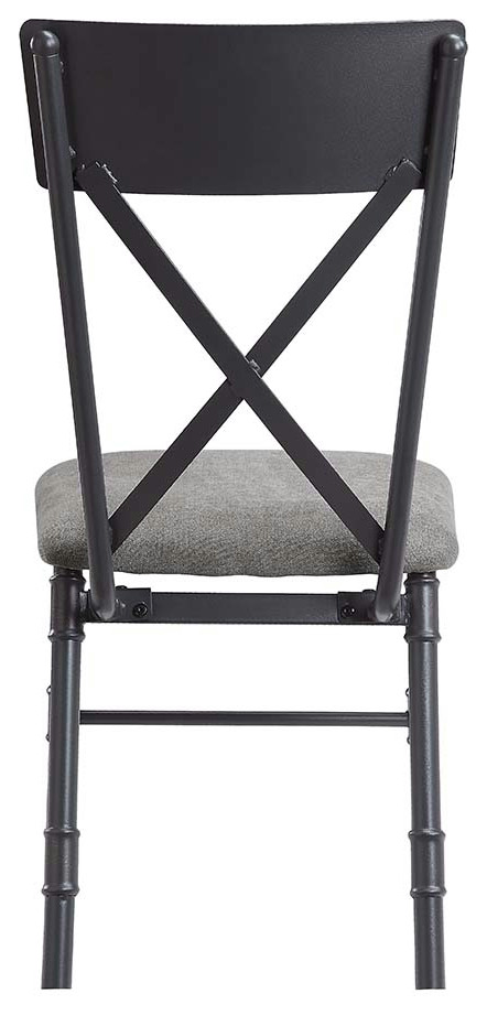 Acme Edina Side Chair Set of 2 Gray Fabric Oak and Sandy Black Finish   Asian   Dining Chairs   by AMOC  Houzz