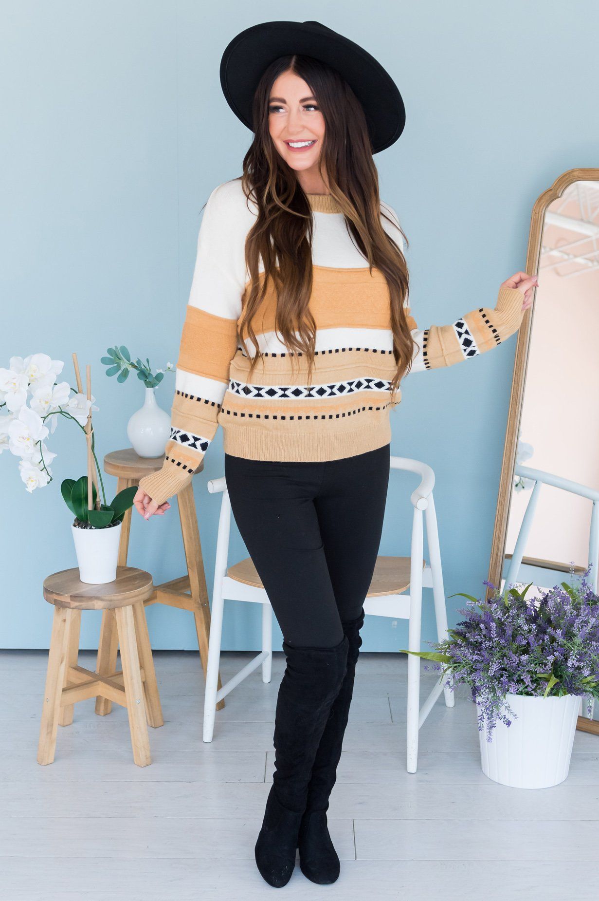 Western Wishes Modest Sweater