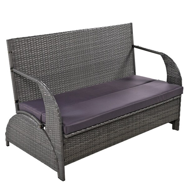 Roomfitters Versatile Outdoor Loveseat Converts to Four Seats and a Table，Durable Design，Ideal for Gardens，Lawns，Patio