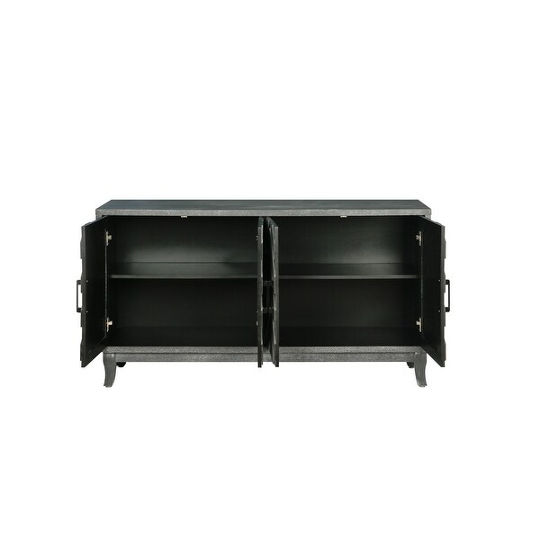 Accent Storage 4 Door Wooden Cabinets，Antique Dark Grey Colour Wood Cabinet Vintage Style Sideboard