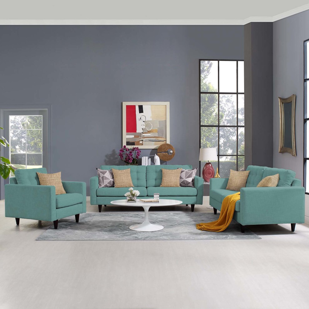 Modern Armchair and Lovesea and Sofa Set  Fabric   Midcentury   Living Room Furniture Sets   by House Bound  Houzz