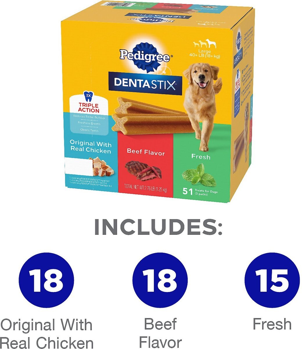 Pedigree Dentastix Original Beef Flavored and Fresh Variety Pack Mint Flavored Large Dental Dog Treats