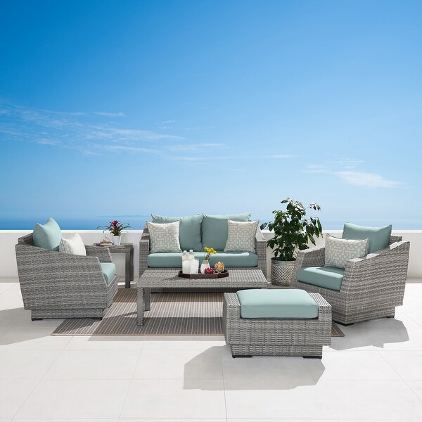 Cannes 6 Piece Sunbrella Outdoor Patio Love and Club Seating Set