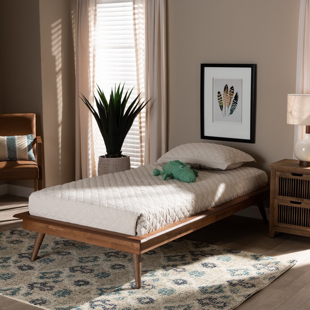 Karine Walnut Brown Finished Wood Twin Size Platform Bed Frame