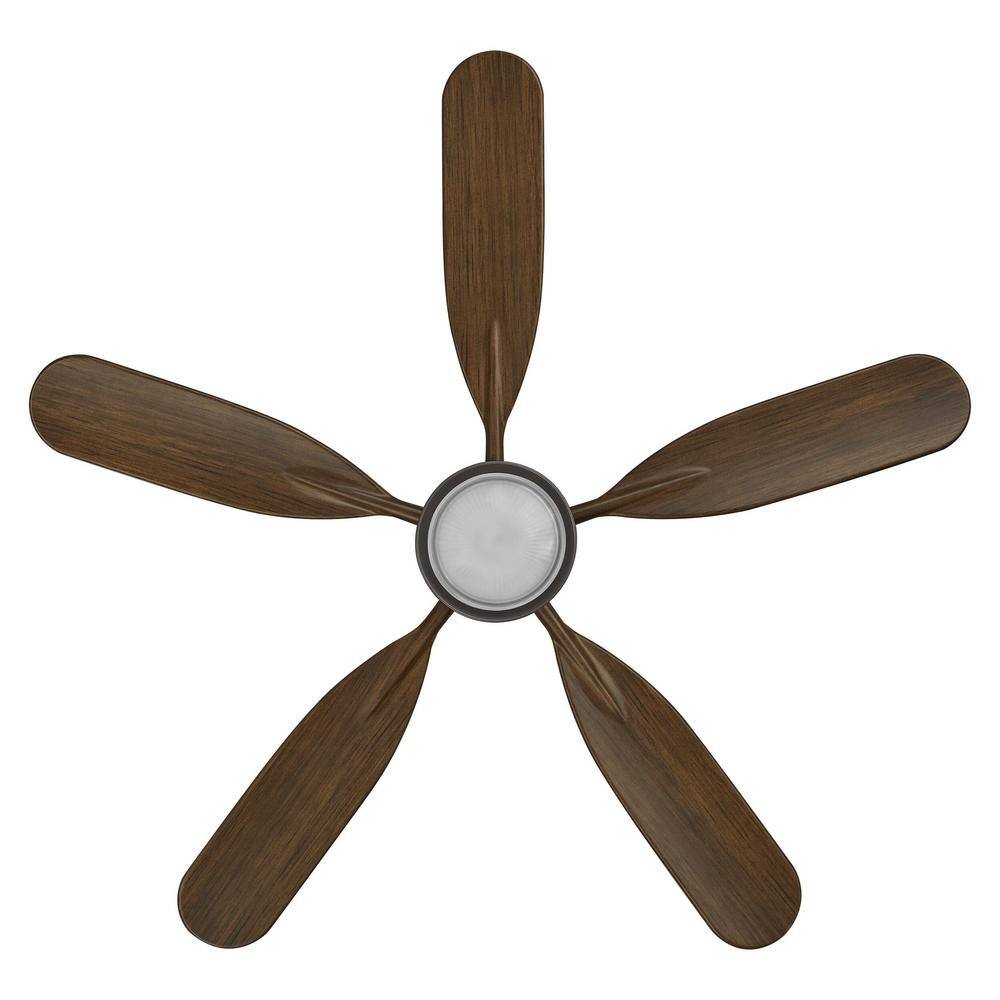 Hampton Bay Fallsburg 52 in. Integrated LED IndoorOutdoor Natural Iron Ceiling Fan with Light and Remote Control AK389-NI