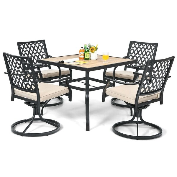 Gymax Patio Square Dining Table Metal Bistro Table Garden Poolside