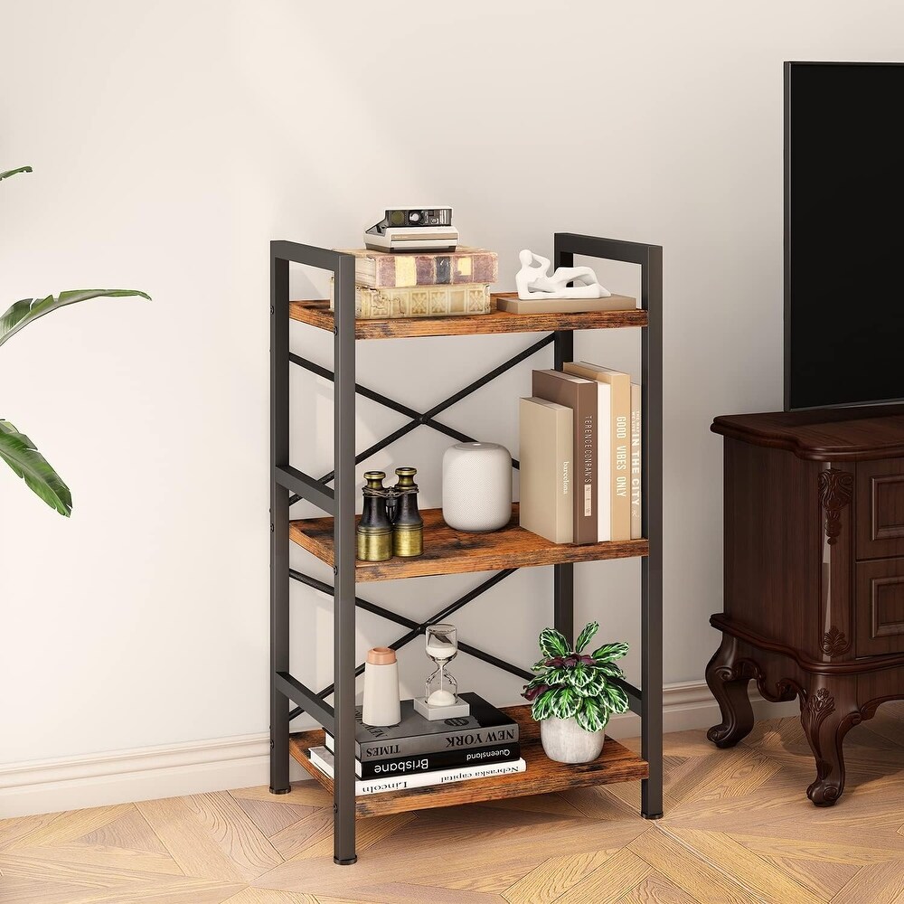 3 Tier Metal Industrial Small Bookcase