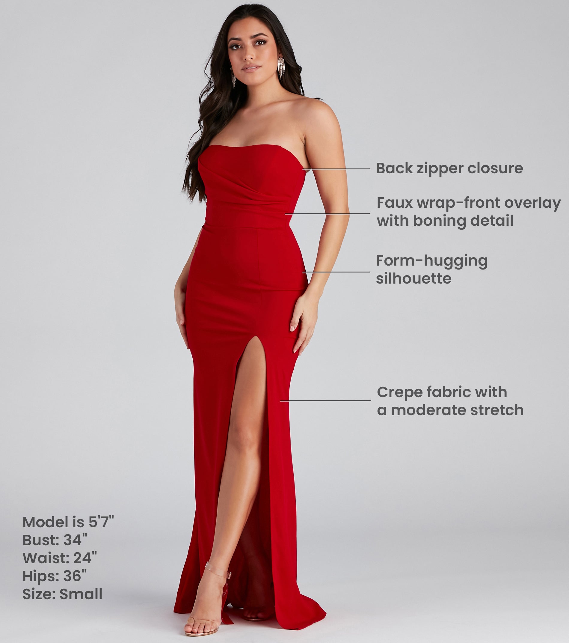 Kaia Strapless High Slit Formal Dress