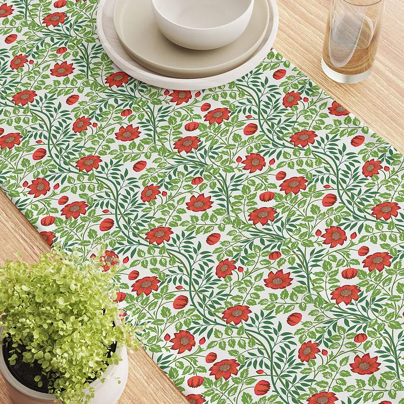 Table Runner， 100% Cotton， 16x90， Floral 72