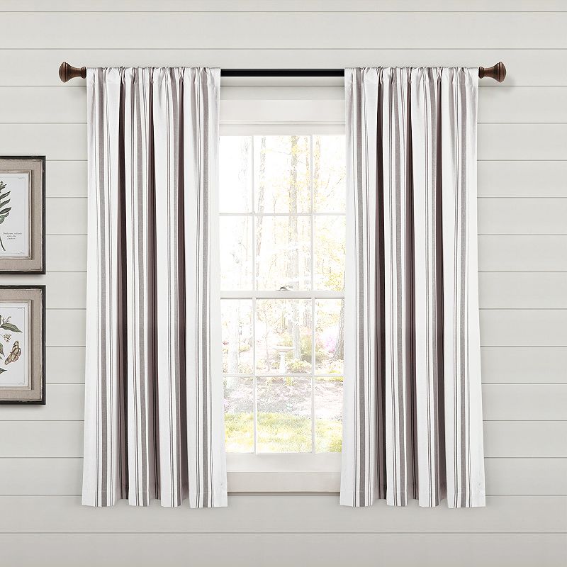 Lush Decor Farmhouse Stripe Yarn Dyed Set of 2 Window Curtain Panels