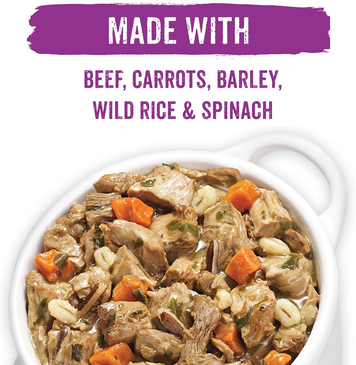 Purina Beneful Prepared Meals Simmered Beef Entree with Carrots， Barley， Wild Rice and Spinach Wet Dog Food