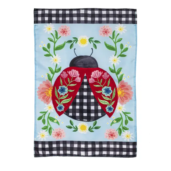 Evergreen Enterprises Patterned Ladybug Garden Applique Flag