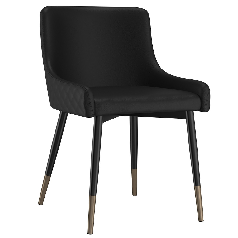 Set of 2 Modern Faux Leather and Metal Side Chair   N/A