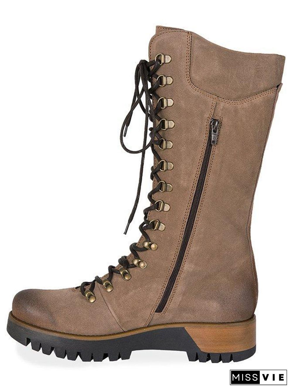 Retro Suede Zipper Martin Combat Boots