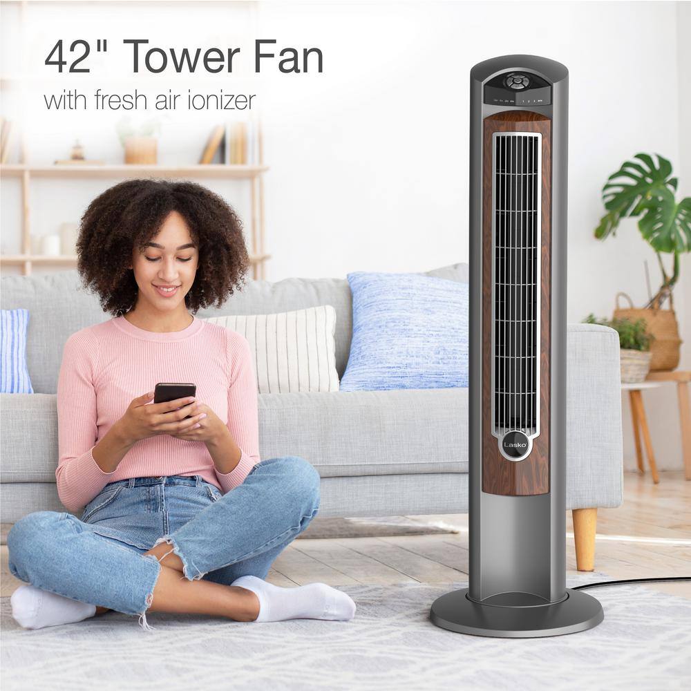 Lasko Wind Curve 42 in. 3-Speed Oscillating Tower Fan with Fresh Air Ionizer and Remote Control 2554