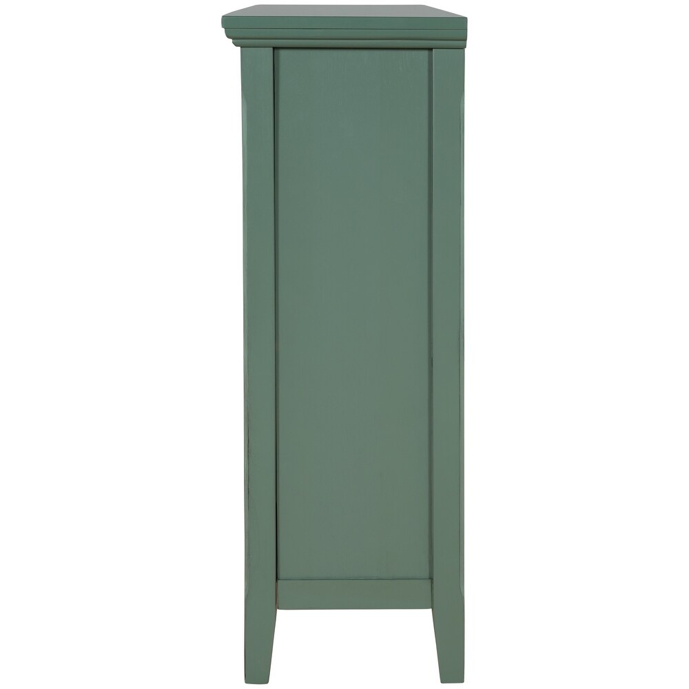 Accent Storage Cabinet Wooden Cabinet with Shelf and Glass Doors Dark Green