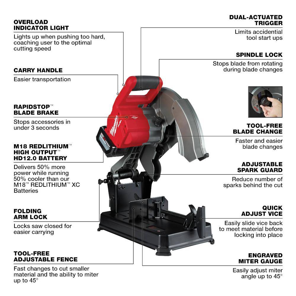 MW M18 FUEL 18-Volt Lithium-Ion Brushless Cordless 14 in. Abrasive Cut-Off Saw (Tool-Only) 2990-20