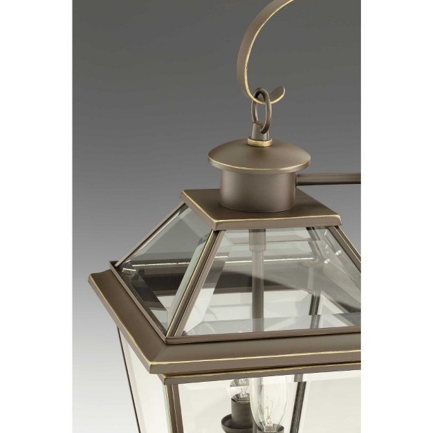 Progress Lighting Burlington 1 light Outdoor Wall Lantern In Antique Bronze Clear Beveled Glass Shade