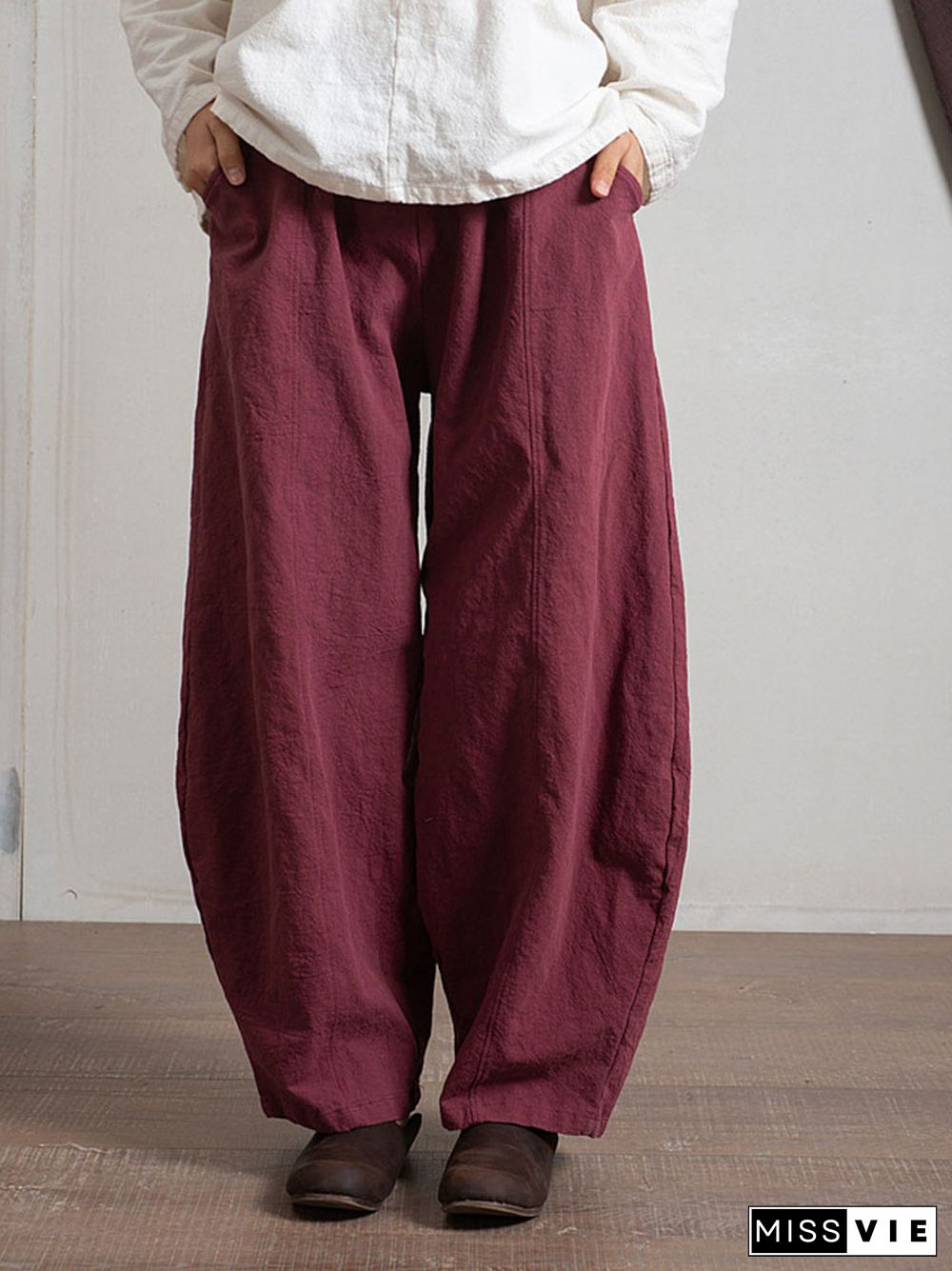 Women's Summer Simple Casual Cotton Linen Harem Loose Pants