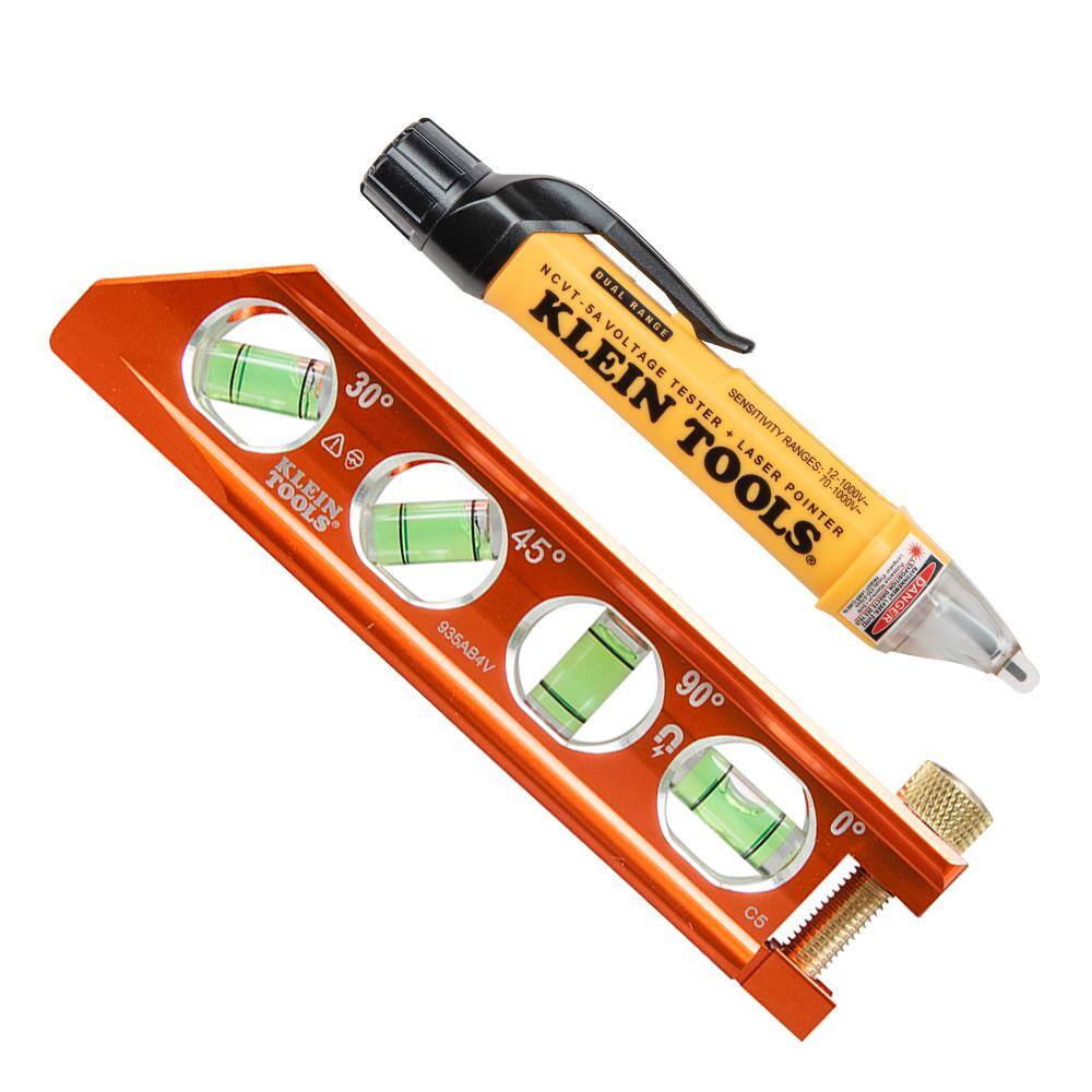 Klein Tools 2-Piece 4-vial Conduit Level and Non-Contact Voltage Tester with Laser Pointer Tool Set M2O41279KIT