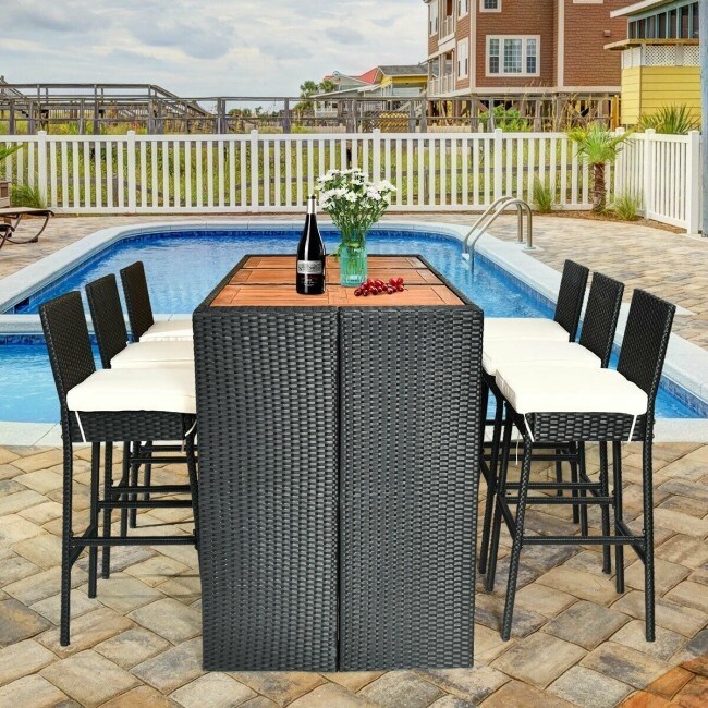 7 Pieces Patio Rattan Wicker Dining Furniture Set