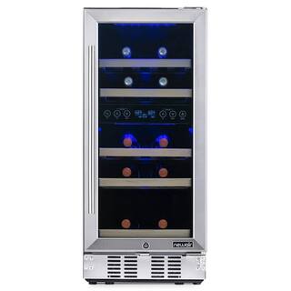 NewAir Dual Zone 15 in. 29-Bottle Built-In Wine Cooler Fridge with Recessed Kickplate and Quiet Operation in Stainless Steel NWC029SS01