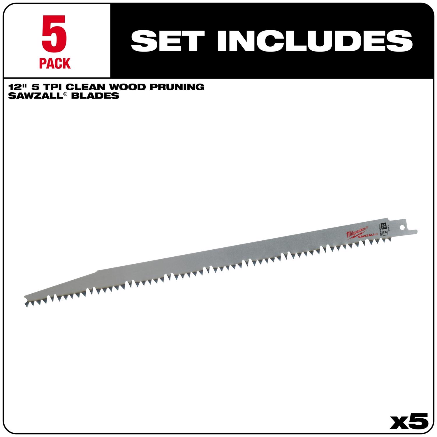 MW SawZall 12 in. Carbon Steel Pruning Reciprocating Saw Blade 5 TPI 5 pk