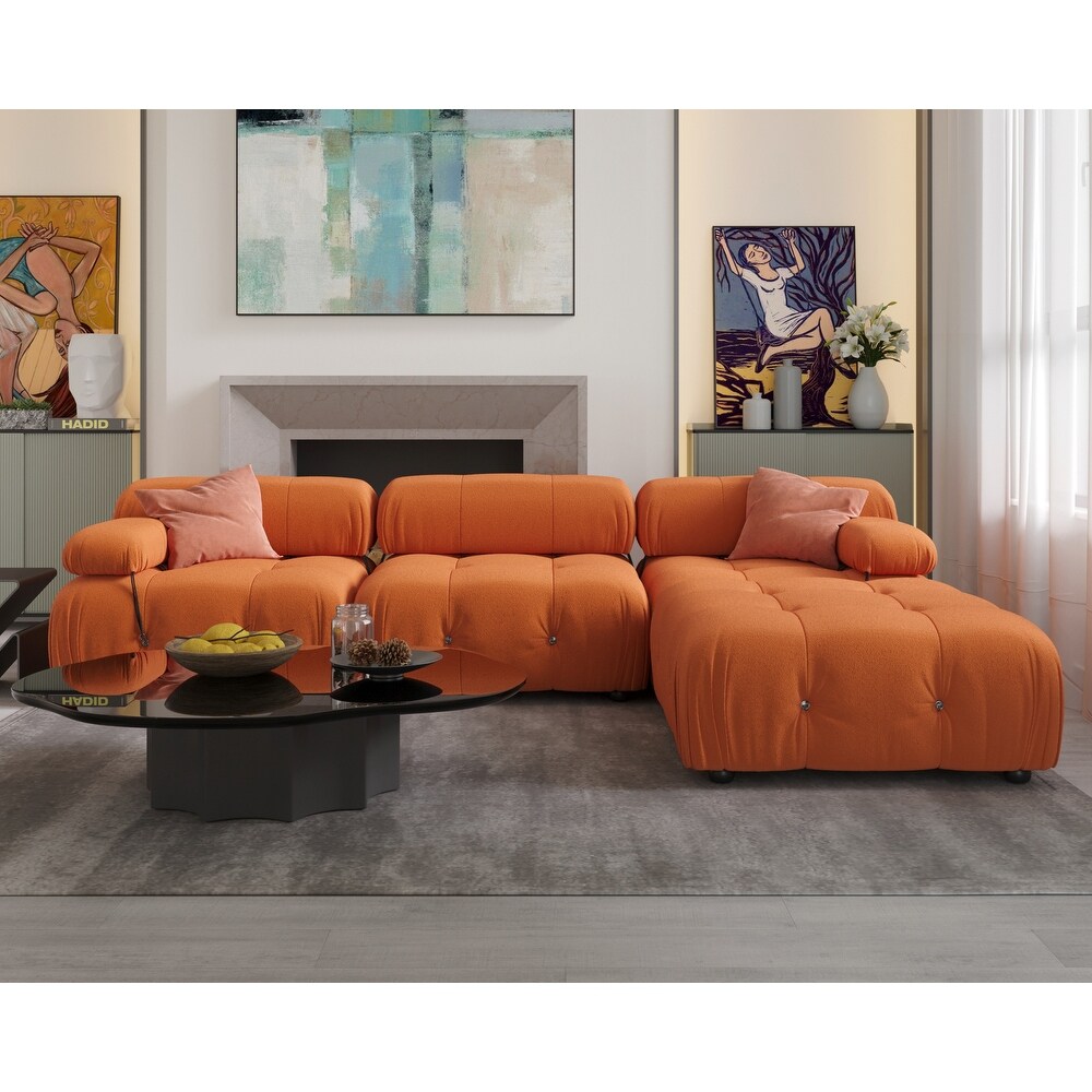 L shape Teddy Sectional Sofa Soft Couch