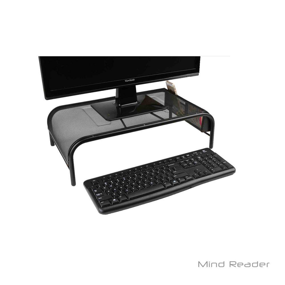 Mind Reader Metal Mesh Monitor Stand in Black MESHM-BLK