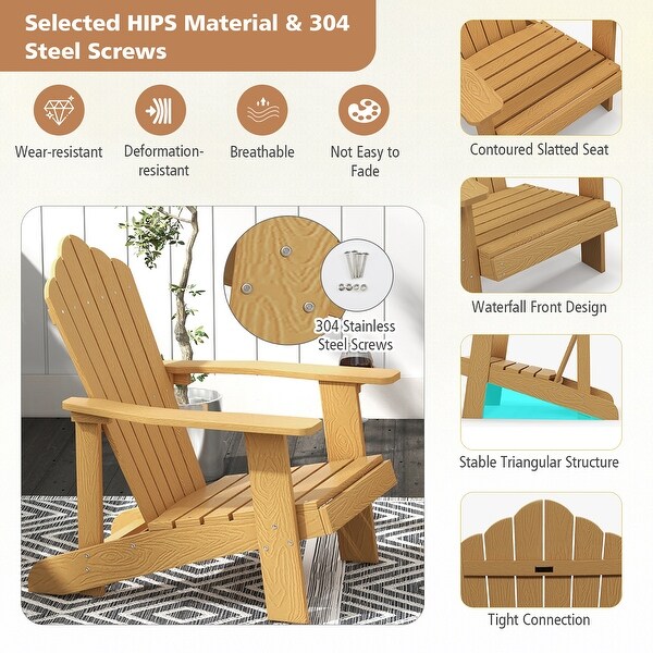 Gymax Patio HIPS Outdoor Weather Resistant Slatted Chair Adirondack