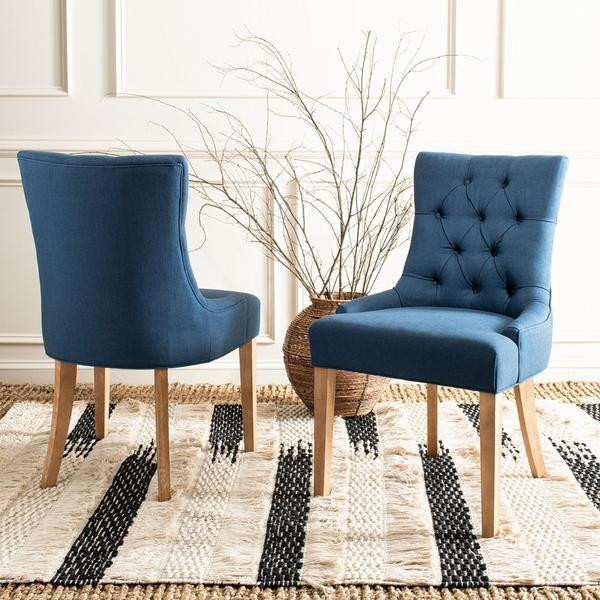 Liddie 19  x27 x27Tufted Side Chairs Set of 2 Steel Blue / White Wash   Contemporary   Dining Chairs   by Virgil Stanis Design  Houzz