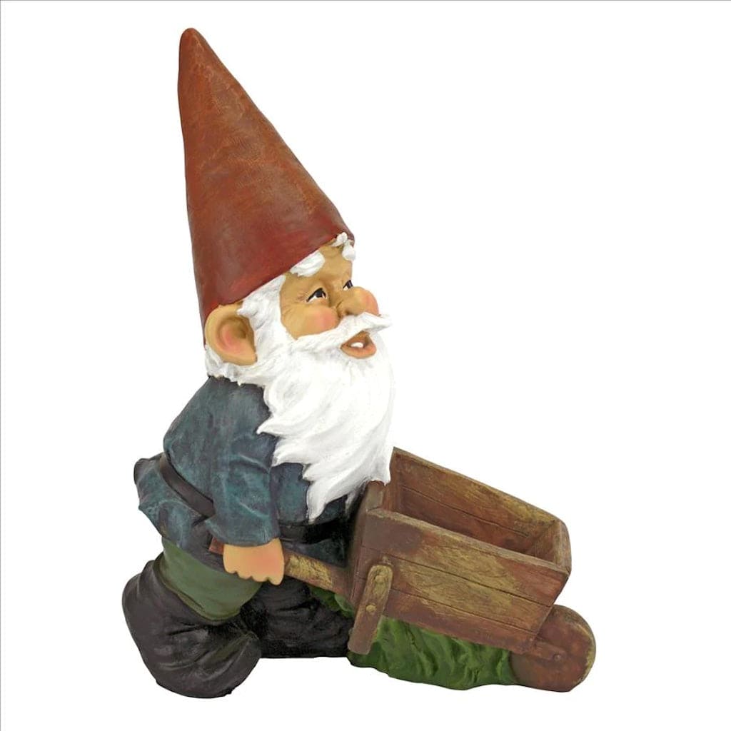 Wheelbarrow Willie Garden Gnome Statue by Design Toscano