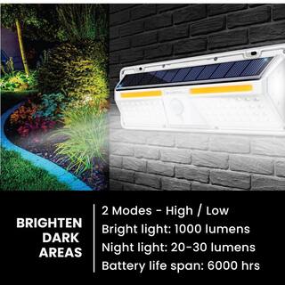 Bell + Howell 1-Watt Equivalent 1000 Lumens 64 Integrated LED Bright White Motion Sensor 2 Modes XL Solar Bionic Light Wall Pack Light 8575