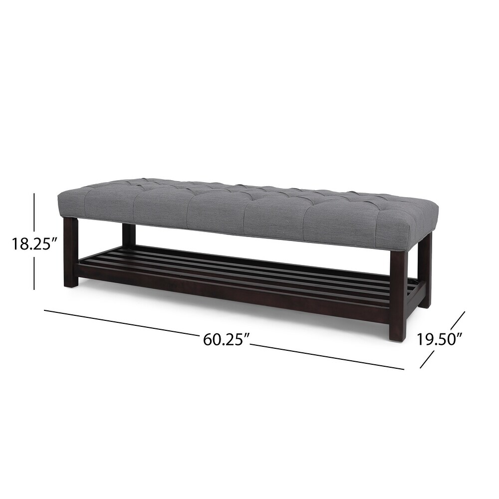 Roseland Contemporary Button Tufted Bench with Shelf by Christopher Knight Home