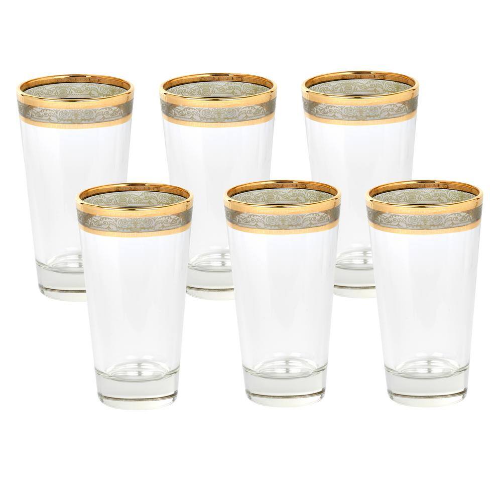 Lorren Home Trends Melania Collection 10 oz. High Ball Smoke Glass (Set of 6) 9435