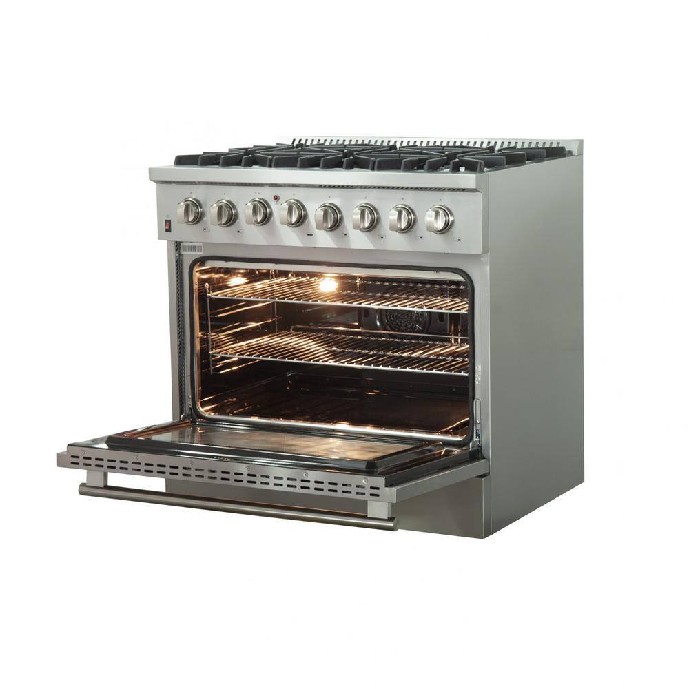 Forno Galiano 36 in. Freestanding Pro Gas Range with 6 Sealed Burners and Electric 240-Volt Oven in Stainless Steel FFSGS6156-36