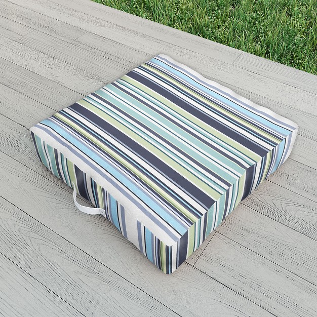 Sheila Wenzel ganny Lavender Mint Blue Stripes Outdoor Floor Cushion Deny Designs