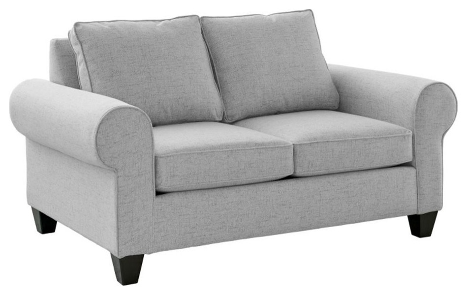 Picket House Furnishings Sole 66 quotW Wood  ampFabric Loveseat in Gray Finish   Transitional   Loveseats   by Homesquare  Houzz