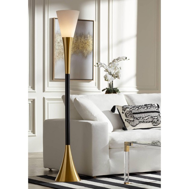 Tall Black Brass Metal Frosted White Glass Shade For Living Room Bedroom Office House