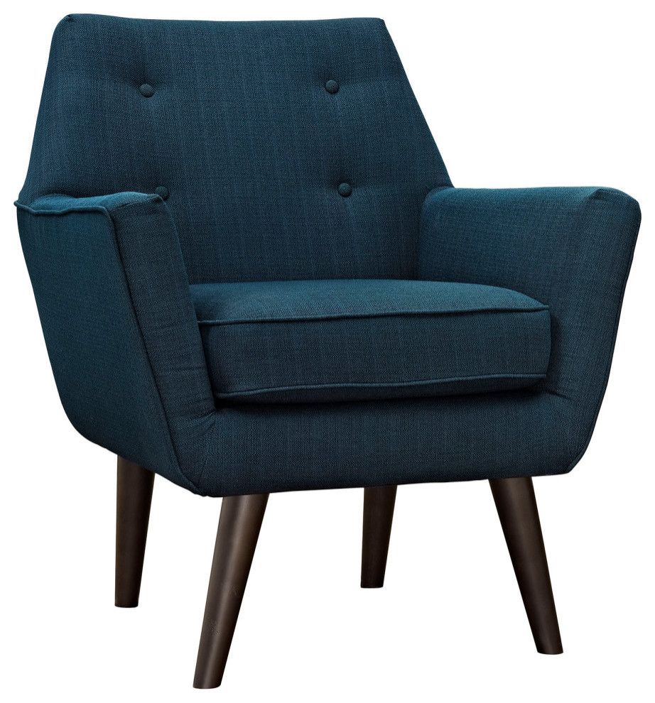 Ezra Azure Upholstered Fabric Armchair   Midcentury   Armchairs And Accent Chairs   by Peachtree Fine Furniture  Houzz