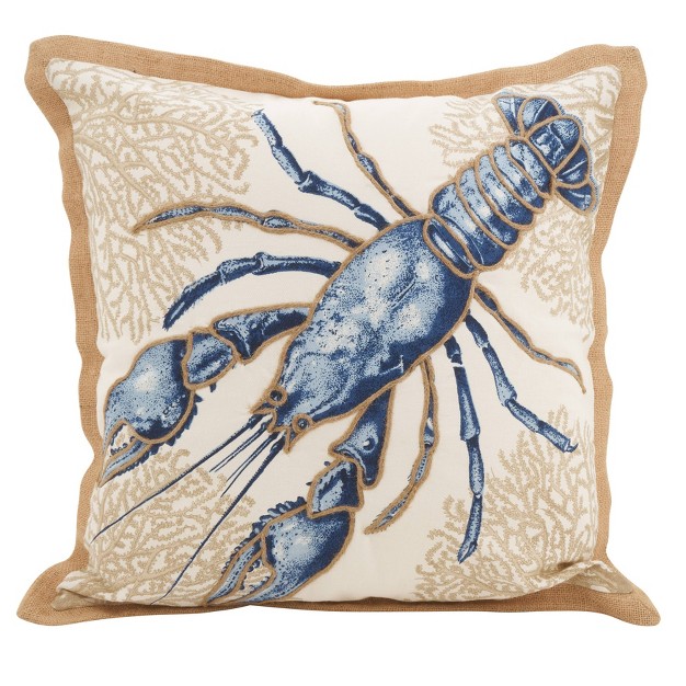 Oversize I Love Lobster Down Filled Square Throw Pillow Blue Saro Lifestyle