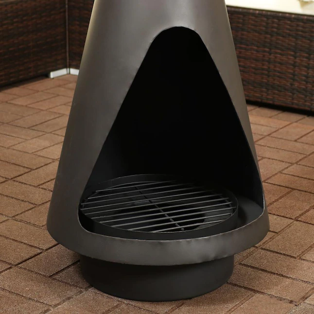 Sunnydaze Decor KF-614 56-in H x 19-in D x 19-in W Black Steel Chiminea