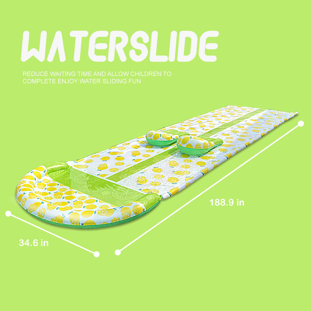 15.7 FT Double Lawn Slide Water Spraying Slip and Slide, Giant Backyard 15.7 Feet Slide with 2 Inflatable Sliding Body Boards and Built in Sprinkler, Outdoor Wet Summer Fun or Snow Sledge