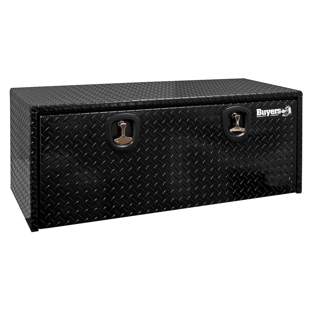 Buyers Products Company 18 in. x 18 in. x 60 in. Gloss Black Diamond Tread Aluminum Underbody Truck Tool Box 1725115