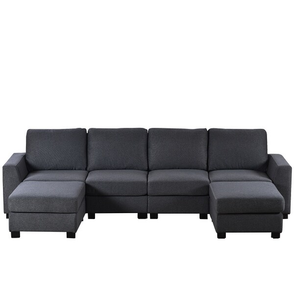 3-pieces U-shaped Sectional Sofa Set with 2 ChaisesandRemovable Ottomans