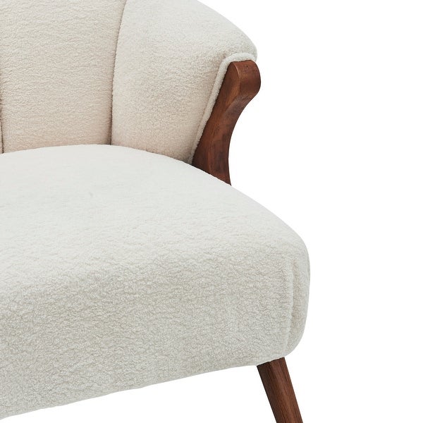 Florence Faux Shearling Fabric Accent Chair Brown Legs