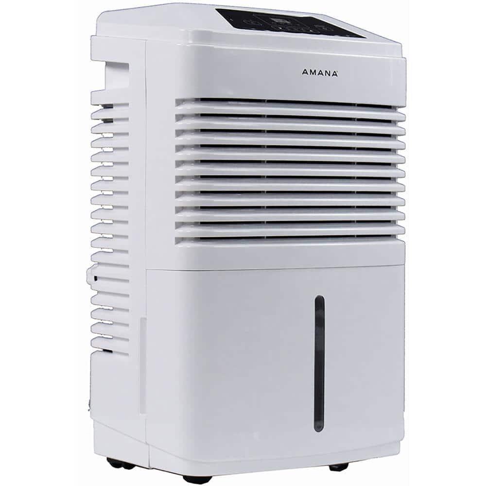 Amana 35 pt Portable Dehumidifier with Adjustable Humidistat Auto ShutOff 24Hour Timer for Bathrooms Basements Bedrooms