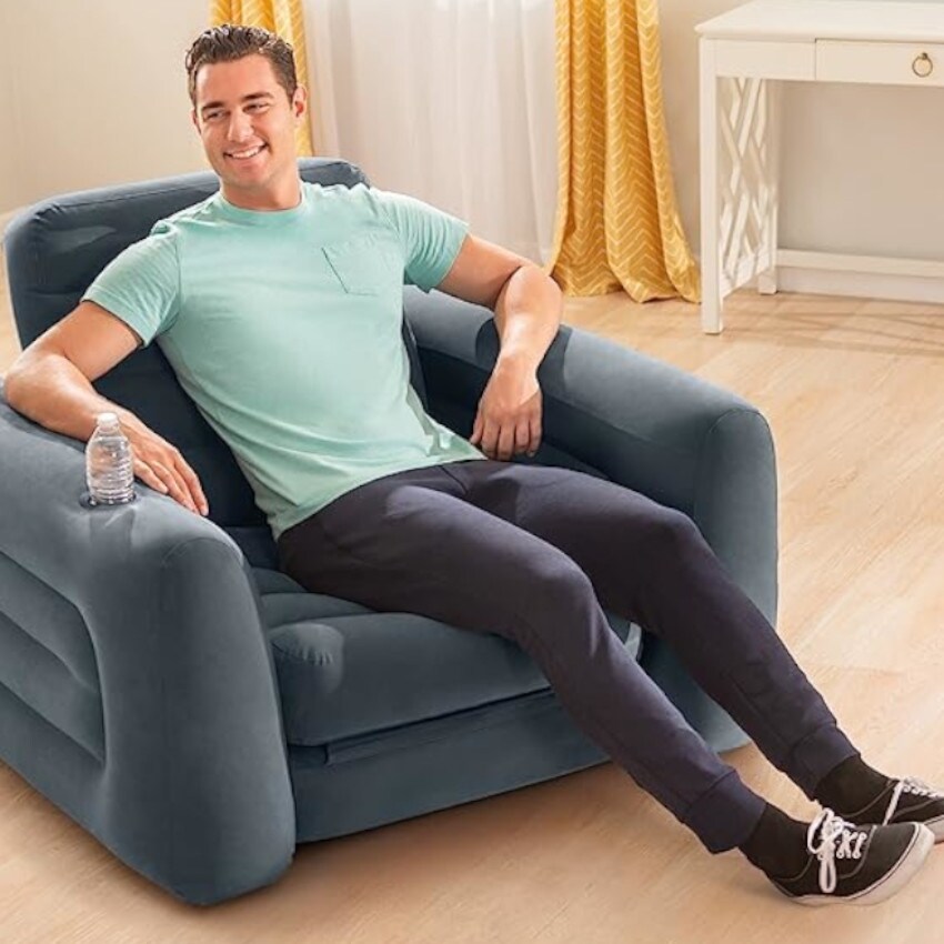 Intex Inflatable Pull Out Sofa Chair Built in Cupholder