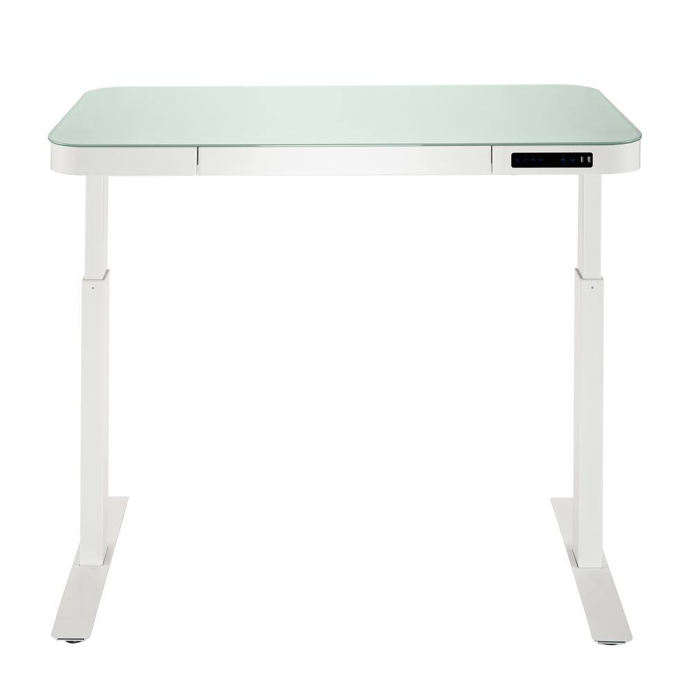 Seville Classics airLIFT 47.5 in. White Rectangular 1-Drawer Electric Standing Desk with Adjustable Height OFF65873