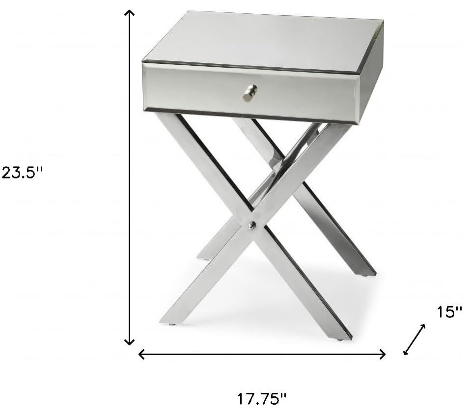 Contemporary End Table  X Shaped Design With Square Glass Top  ampDrawer  Clear   Contemporary   Side Tables And End Tables   by Decor Love  Houzz